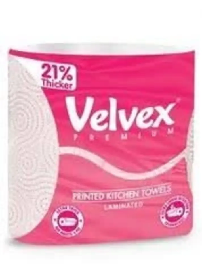 Velvex Premium Kitchen Towel Pink 2 Ply 2 Rolls